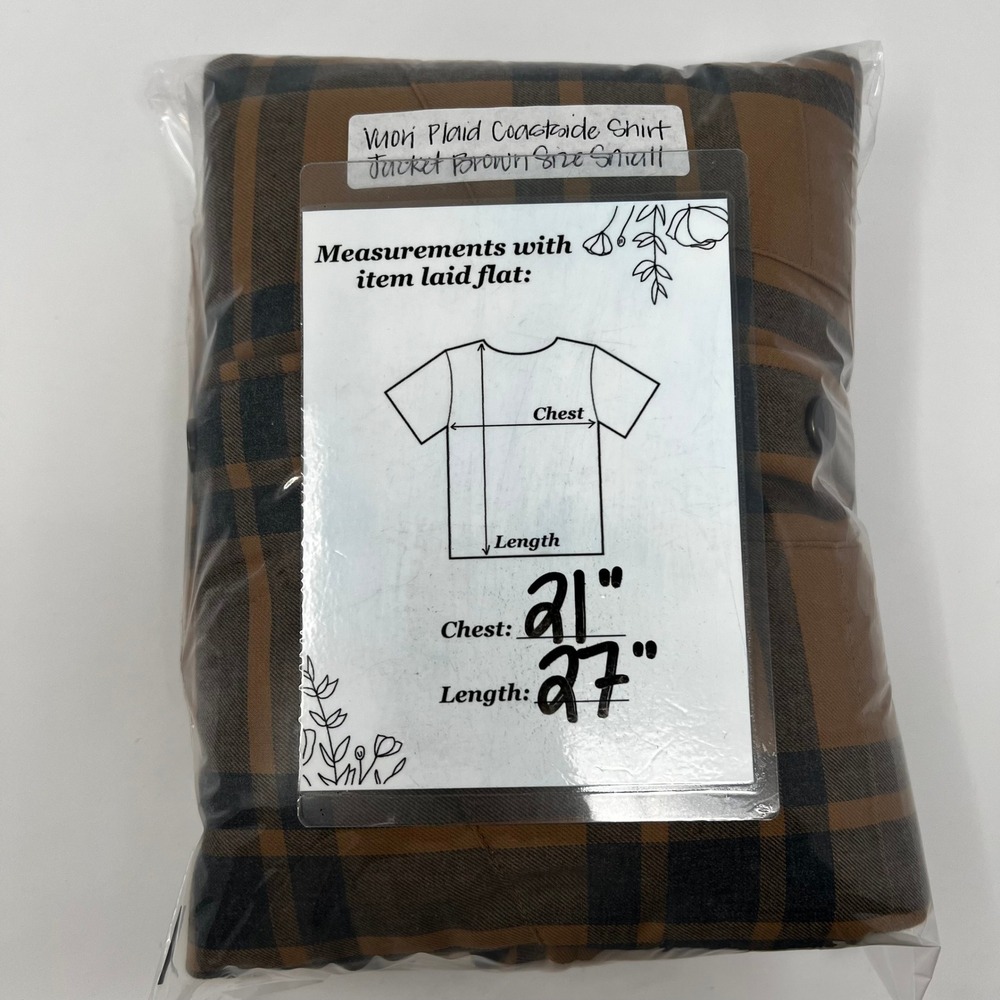 Vuori Plaid Coastside Shirt Jacket Brown Fleece Lined Shacket Mens Small V246 - Picture 7 of 7